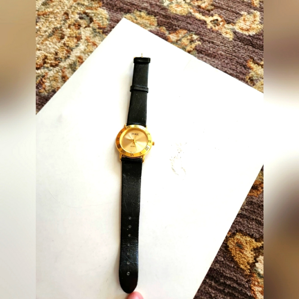 TIME Black and Gold Watch
